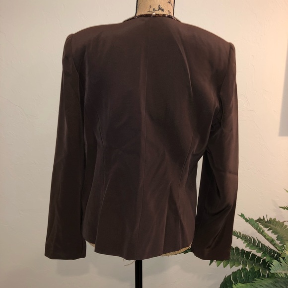 Jovani Embellished Brown Silk Jacket - Picture 5 of 7